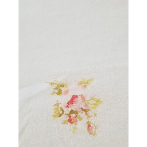 Sears Roebuck Vintage Full Flat Sheet White Pink Flowers 81x104 Perma Prest Perc - Picture 9 of 11